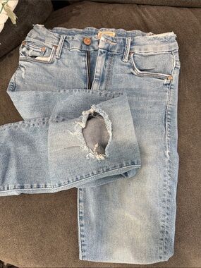MOTHER Light Blue Distressed Skinny Jeans